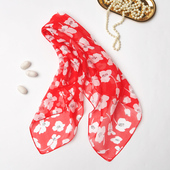 丝巾围巾 100%桑蚕丝蝴蝶兰红真丝小方巾女士高档春秋薄款 微瑕