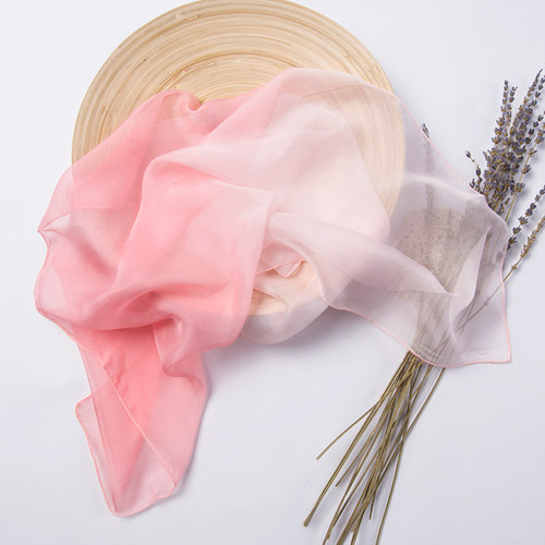 纯色渐变女士儿童韩国真丝围巾