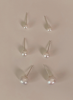 LLab特惠！925纯银天然强光高品质珍珠耳钉女 防过敏女