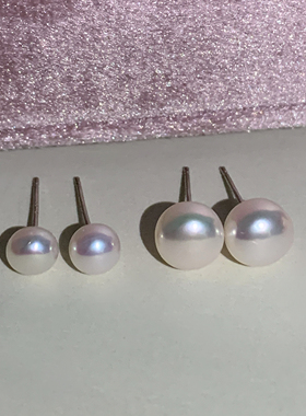 LLab特惠！925纯银天然强光高品质珍珠耳钉女 防过敏女