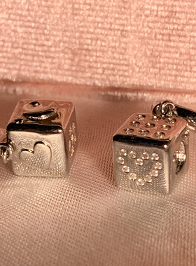 LLab 原创设计多面幸运骰子满钻实心爱心方块耳环耳圈