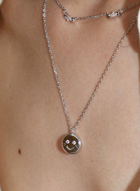 s925原创腮红笑脸项链