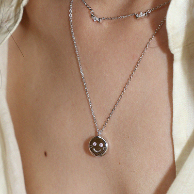 s925原创腮红笑脸项链