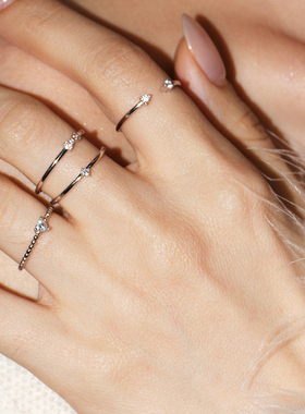 s925银精致迷你莫桑石钻戒指