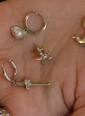 LLab s925 原创海洋能量系列十字架信鸽贝壳珍珠海星耳环多款耳钉