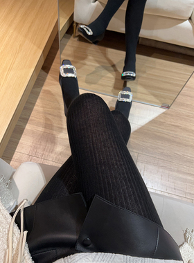 外贸8%羊绒混纺竖条纹打底袜秋冬175克保暖柔软连裤袜羊毛袜A139