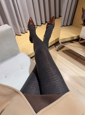 高档羊绒混纺微透保暖提花连裤袜秋冬高弹柔软无压力羊毛袜A356