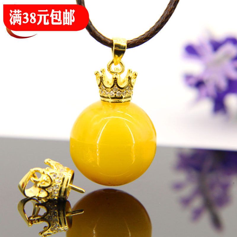 S925纯银皇冠黄金色针插式吊扣