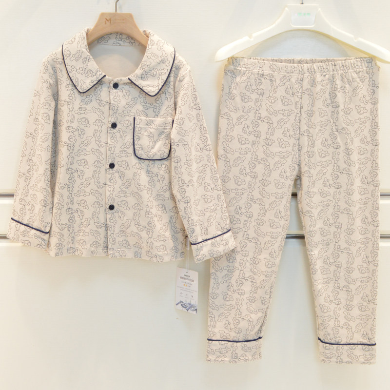 妈咪印象儿童睡衣2025秋季男童卡通纯棉针织卡通卡通长袖家居服套