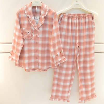 韩版甜美梭织睡衣安之伴女士