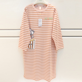 品牌睡衣2025春夏女士纯棉针织条纹卡通可爱学生长袖 睡裙家居服