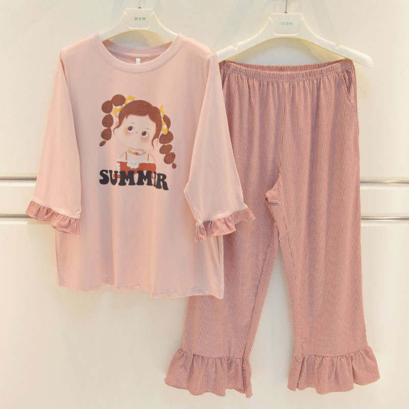 安之伴睡衣2025新品春夏季女士针织棉卡通可爱学生淑女韩版家居服