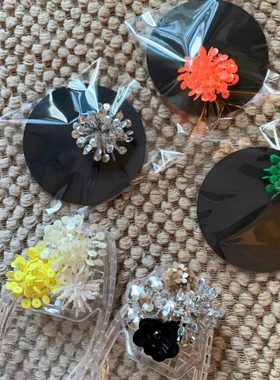 韩国透明果冻水晶鞋立体亮片花朵鞋花高级洞洞鞋DIY百搭鞋扣配饰