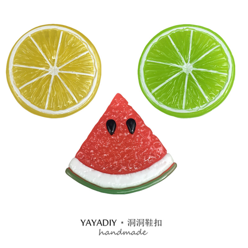 可爱仿真水果西瓜柠檬鞋扣crocs洞洞鞋diy拖鞋鞋花个性配饰可拆卸
