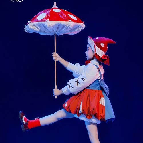 蘑菇蘑菇演出服儿童可爱小小蘑菇舞蹈服幼儿绿野仙踪小红帽伞道具