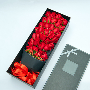昆明鲜花速递 33红玫盒装 安宁 嵩明 富民 杨林
