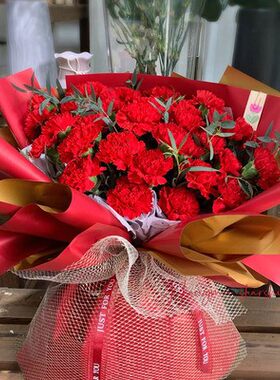 昆明花店昆明鲜花同城速递 昆明花店 19枝红康乃馨花束