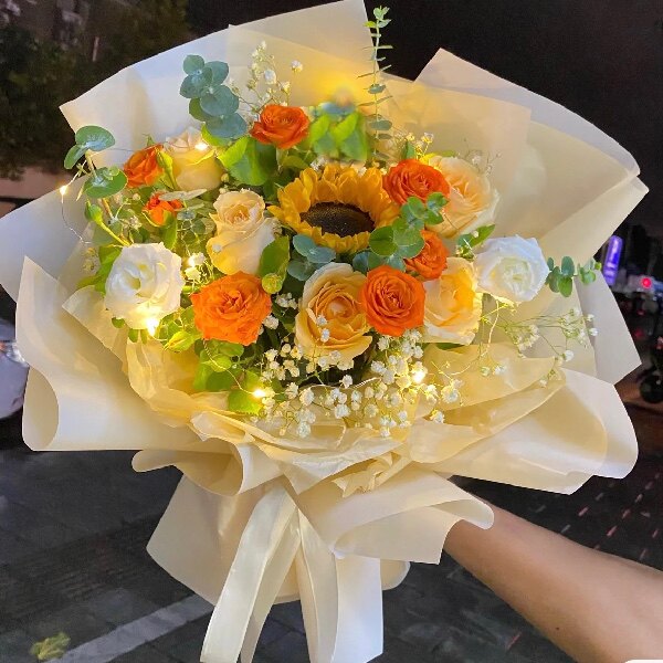 昆明花店昆明鲜花速递 向日葵桔梗香槟玫瑰 混搭花教师节