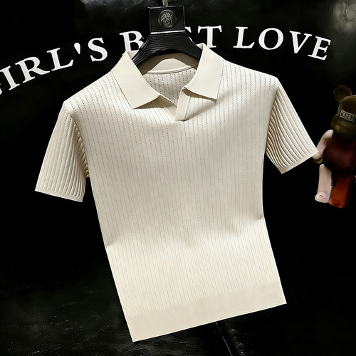 2025夏季翻领POLO衫男短袖修身透气针织衫T恤衫401B-PL822-P65