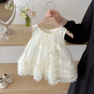 甜美可爱女宝宝裙子新款 女童连衣裙夏季 轻薄背心网纱公主裙无袖