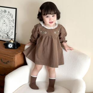 ins可爱婴儿裙子2025新款 女宝宝连衣裙春秋洋气刺绣森系韩版 时尚