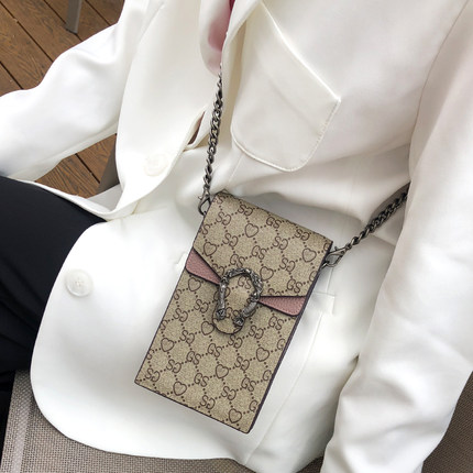 2023新款百搭竖款真皮手机包女斜挎包链条迷你装手机袋的小包包潮