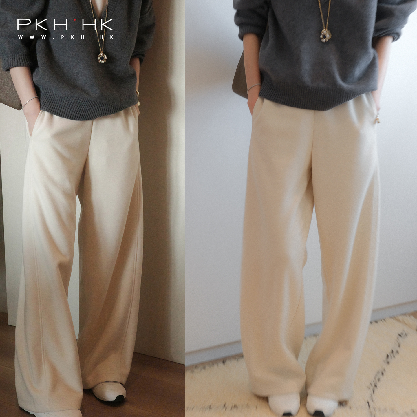 显腿长羊毛混纺时髦镰刀直筒裤子