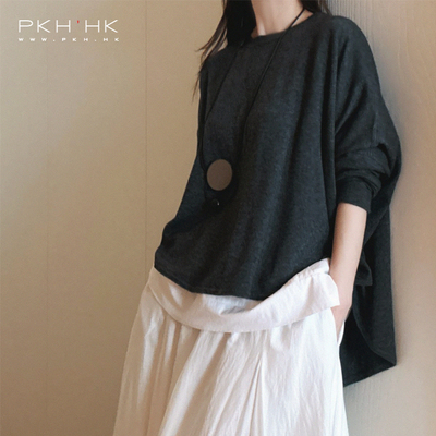 PKH.HK特2025 大爱小众舒适慵懒腔调薄羊毛前短后长蝙蝠袖针织