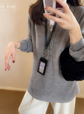 PKH.HK特2025冬季新文私服大爱老钱亨利领美丽诺羊毛宽松针织毛衣