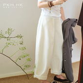 PKH.HK特 日常好搭自然暖白翻边直筒牛仔裤 秋新 BI入穿了三年四季