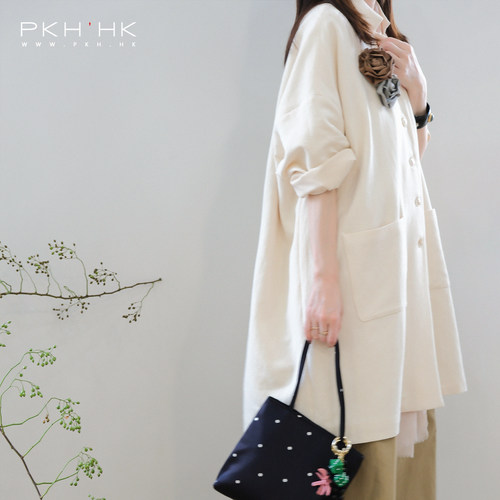 松弛感中长大口袋棉质风衣外套