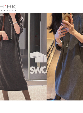 PKH.HK特 冬季 推荐羊绒羊毛时髦半高领设计感宽松直筒连衣裙