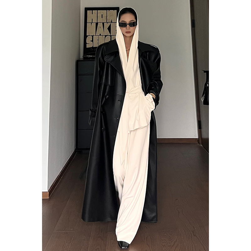 CIZZLEMORE 慵懒风炸街套装连帽睡衣款绑带外套+阔腿裤两件套女
