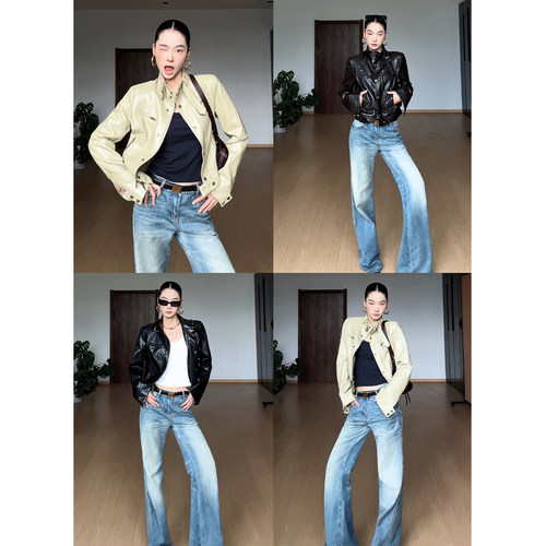 CIZZLEMORE【自由使者】中古重工机车风立领显瘦时髦百搭皮衣外套