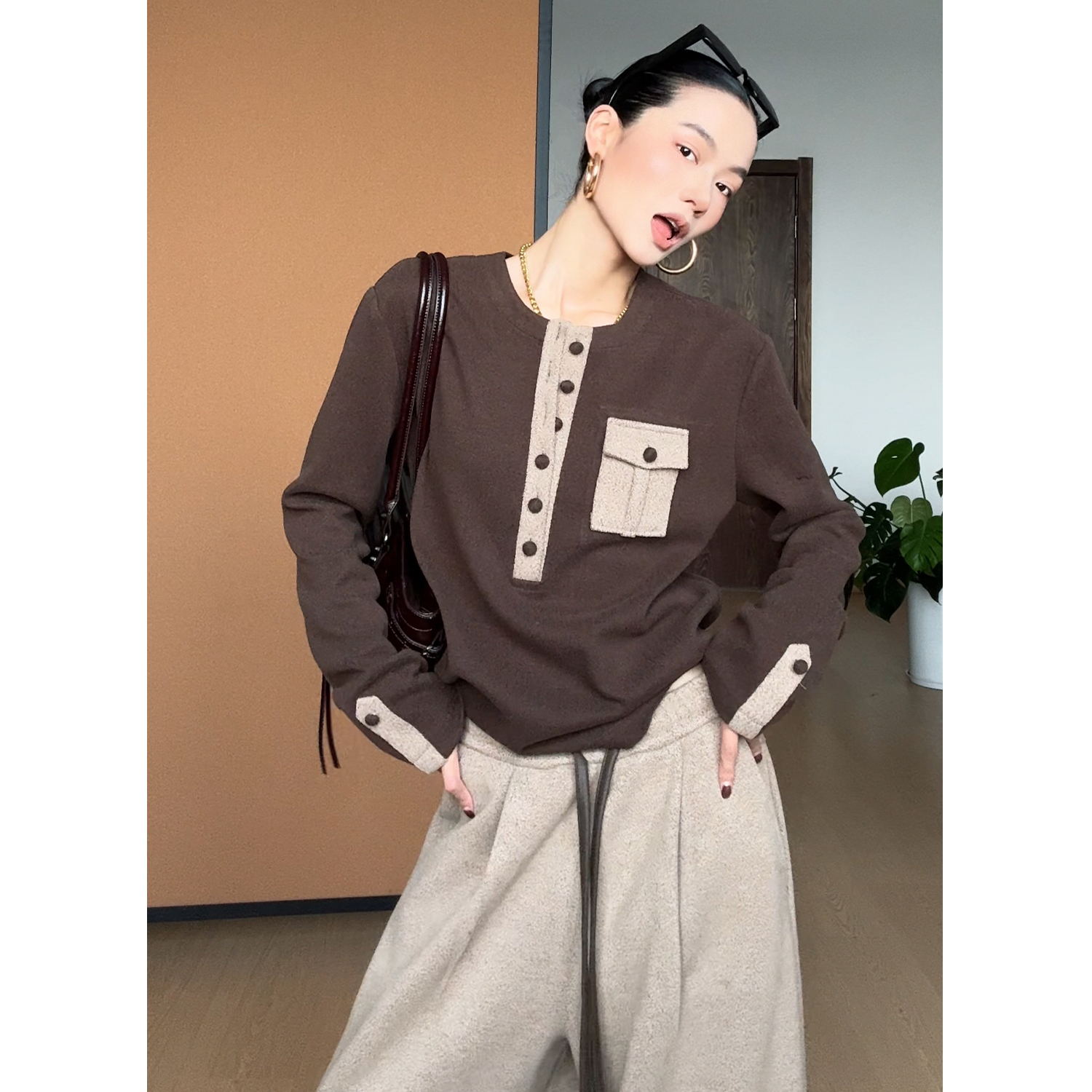 CIZZLEMORE【时差】肌理小众设计感微宽松羊毛保暖打底上衣