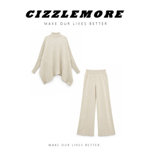CIZZLEMORE【久伴】高级软糯半高领宽松毛衣配长裙慵懒风气质套装