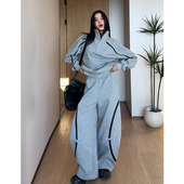 套装 拼条曲线分割中性运动休闲卫衣卫裤 原创时尚 CIZZLEMORE