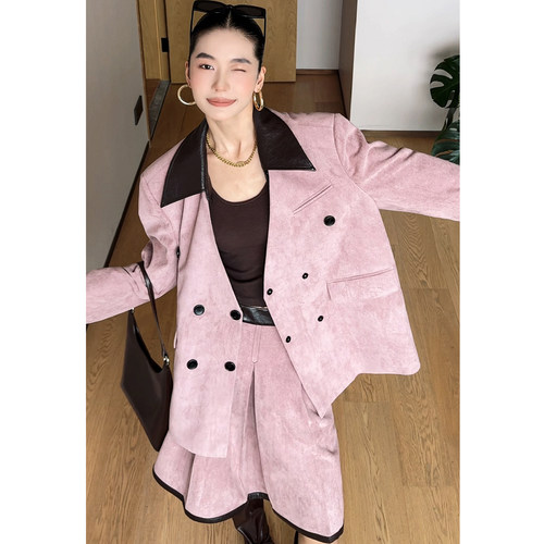 CIZZLEMORE【中古雾粉】短外套翻领设计感半身裙女休闲高级感上衣