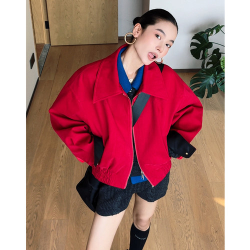 CIZZLEMORE【红色哈灵顿】美式简约夹克宽松休闲高级感短款外套