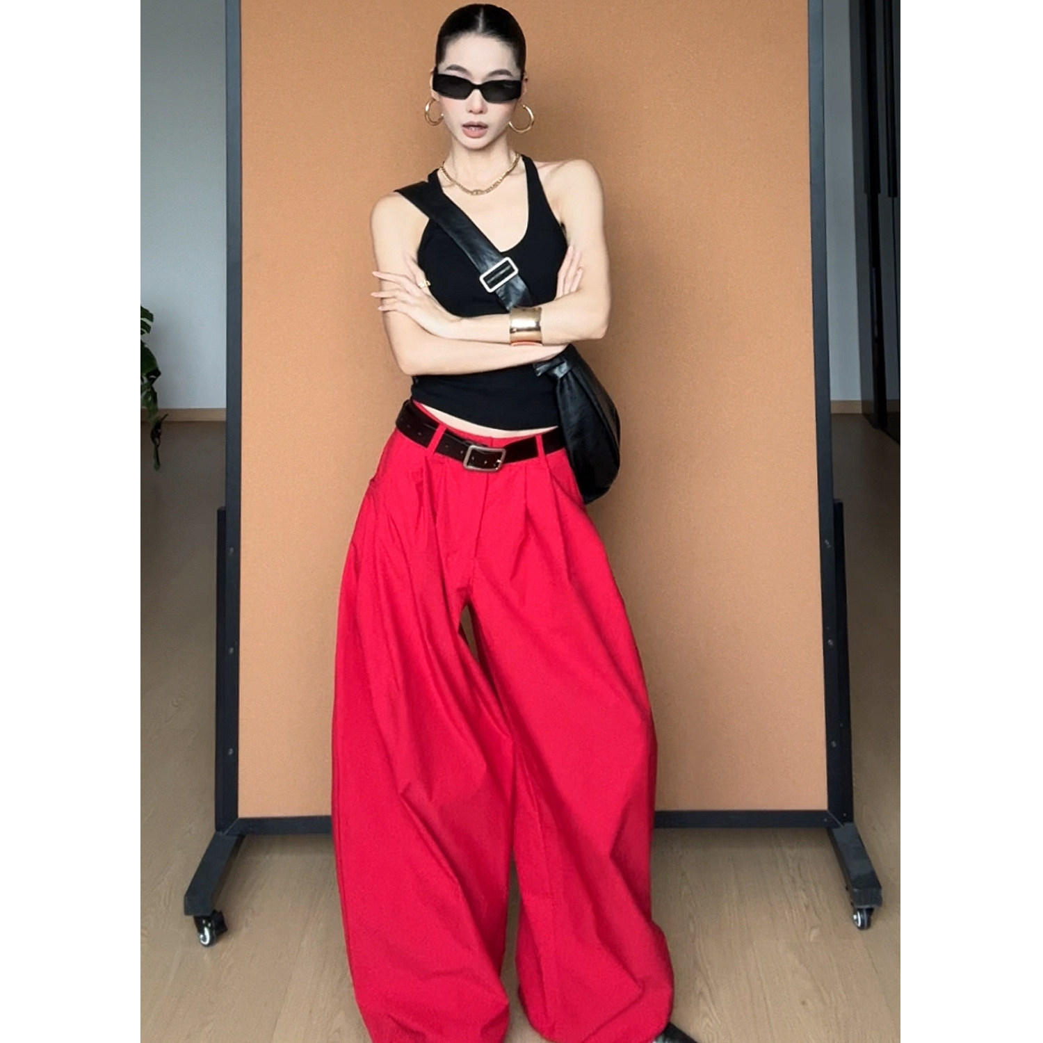 CIZZLEMORE【落日炽红】街头美式慵懒垂感夏季阔腿拖地休闲长裤