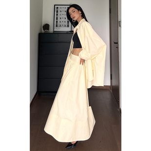 CIZZLEMORE 随性风宽松oversize衬衫女时髦重工大摆伞裙半裙套装