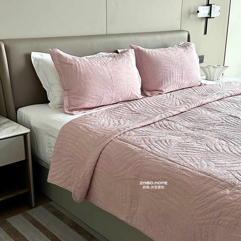 特！欧式出口纯棉绣花床盖粉