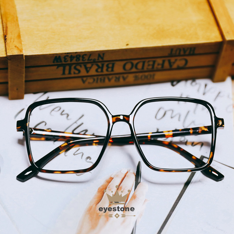 时尚方形镜架大脸显瘦镜框无镜片装饰眼镜框女方框玳瑁眼镜显脸小