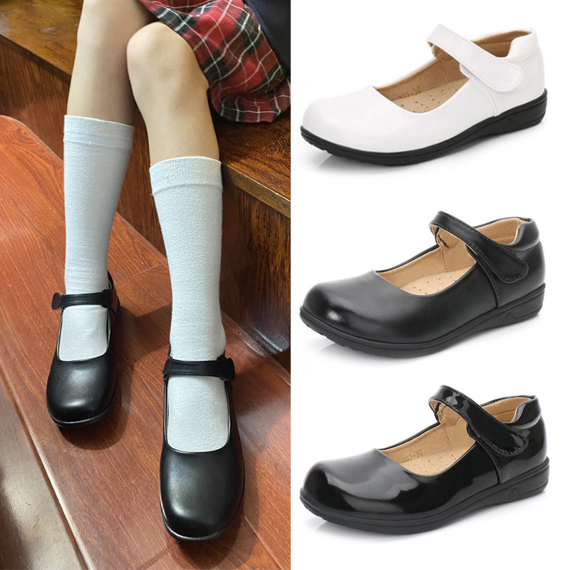 中小学生黑色小皮鞋女童jk春秋白色礼仪花童公主儿童校服表演出鞋