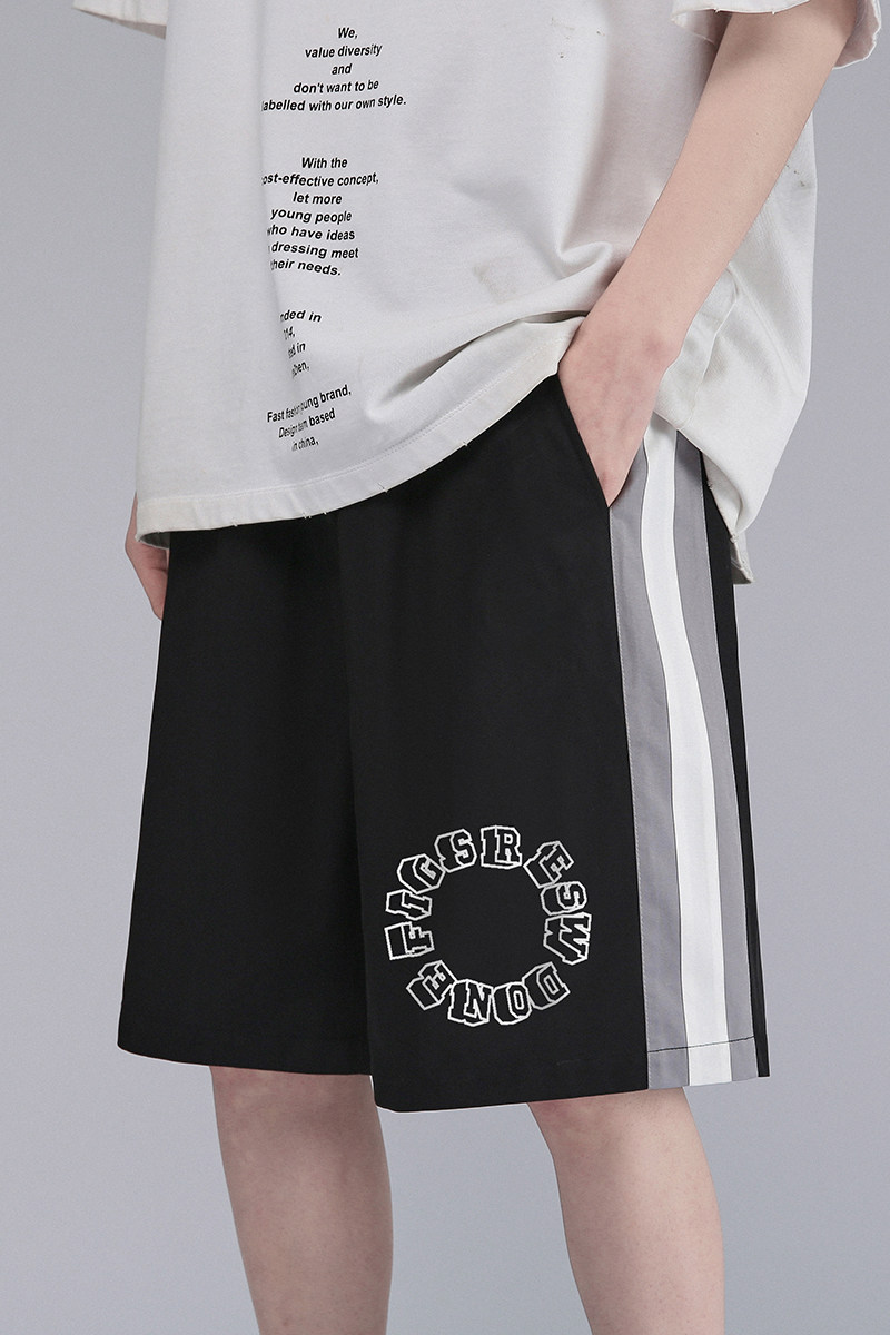 白底2023夏季新款短裤潮ins小印花休闲五分裤A112P35控48,男装休闲裤,电商A247-1