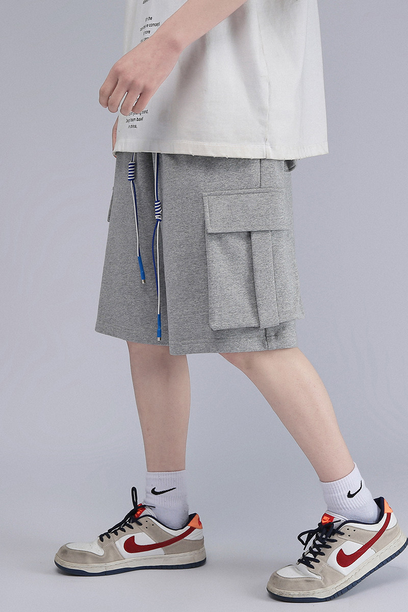 白底夏季潮流ins运动百搭多口袋抽绳五分休闲裤A90P45,男装休闲裤,电商A247-1