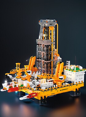 杰星JJ9135蓝鲸一号小颗粒DIY组装模型海上石油平台微缩建筑工程