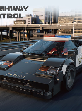 砖悦66118大龄儿童暑假礼物DIY拼装汽车迷你模型兰博警车积木