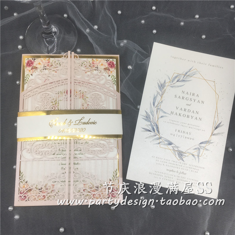 请帖结婚创意欧式复古门婚礼个性喜帖 激光镂空婚庆请柬打印定制