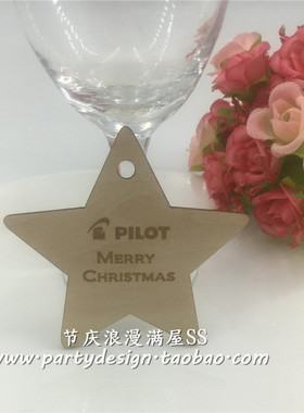 新品许愿卡五角星木吊牌标签心愿树挂牌手写留言祝福木牌定制50个